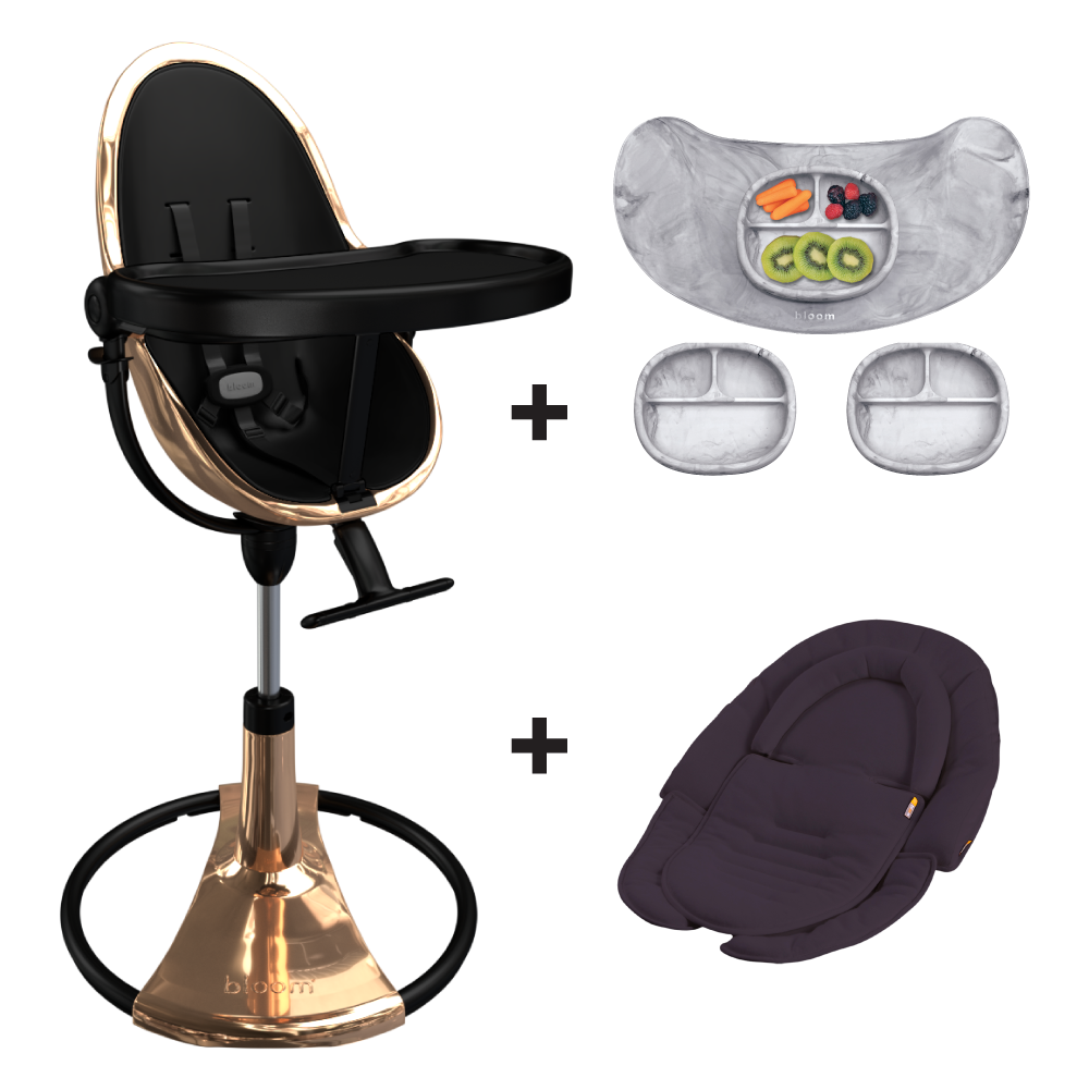 midnight black seat pad + black snug + marble mat & bowl set