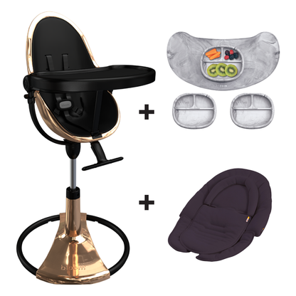 midnight black seat pad + black snug + marble mat & bowl set