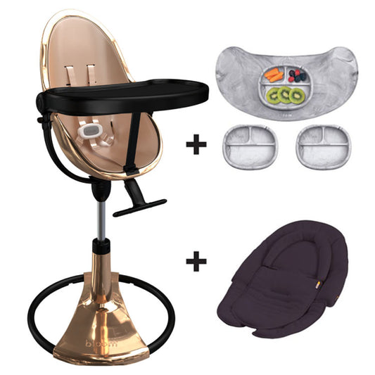 rose gold seat pad + black snug + marble mat & bowl set